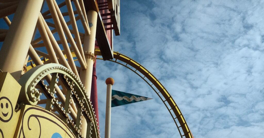 Roller coaster track representing theme park injury claims in the UK