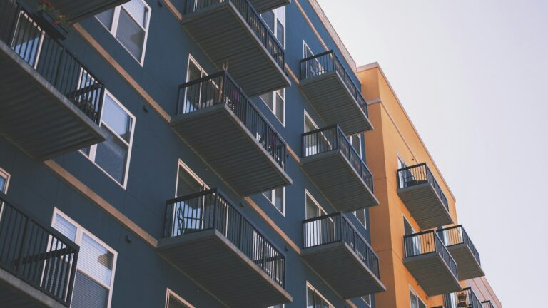 Apartment building exterior, illustrative housing photograph